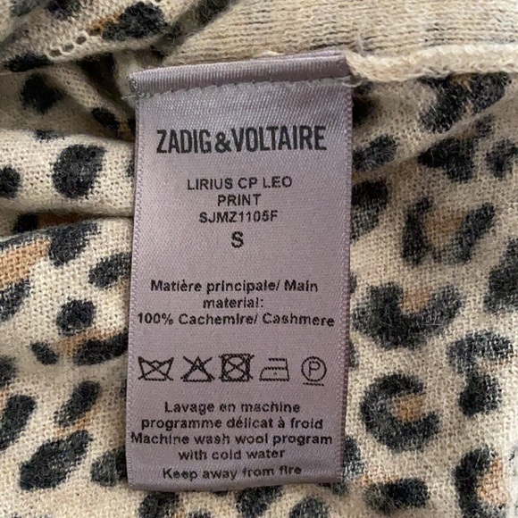 NWT Zadig and Voltaire Lirius Cashmere Leopard-Print Sweater Sz S - Picture 10 of 16